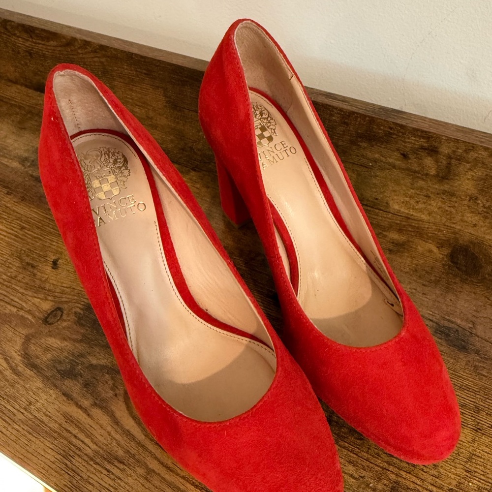 Vince Camuto Bold Red Suede Heels